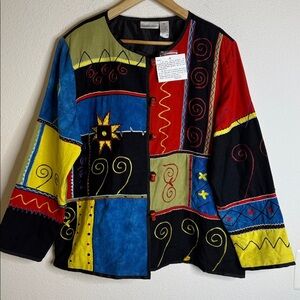 Draper’s & Damon’s Patchwork Jacket with  shoulder pads Plus XL  NWT